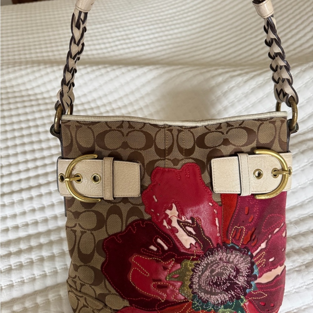 Vintage Coach Purse with Flower Design